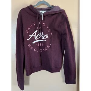 NWT Aeropostale East Coast 1987 Pullover Hoodie Burgundy Logo Fleece XXL Y2K